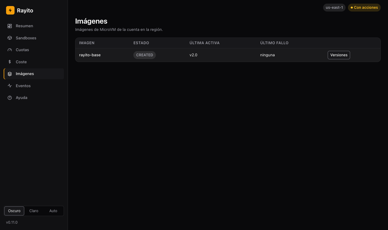 Imágenes de MicroVM de la cuenta